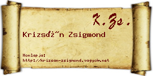 Krizsán Zsigmond névjegykártya